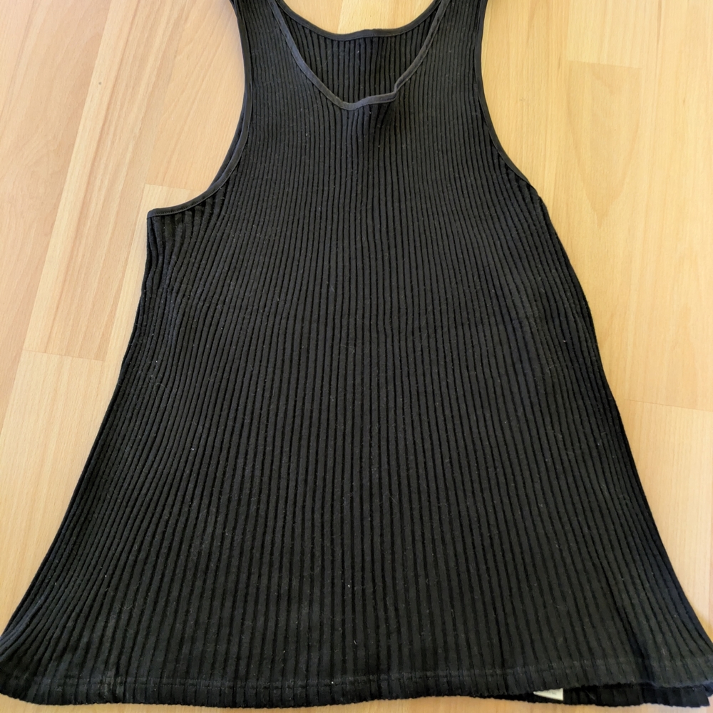 top Black Ribbed Tank Top